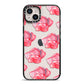 Pink Roses iPhone 14 Plus Black Impact Case on Silver phone