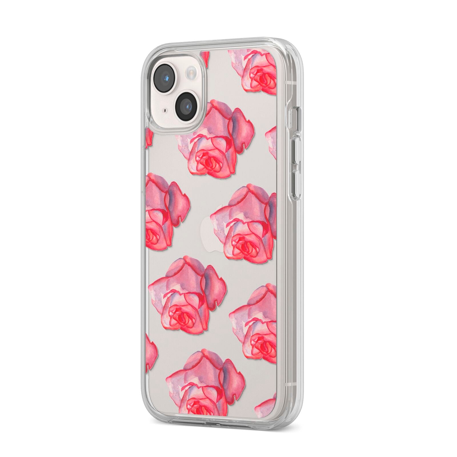 Pink Roses iPhone 14 Plus Clear Tough Case Starlight Angled Image