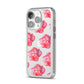 Pink Roses iPhone 14 Pro Clear Tough Case Silver Angled Image