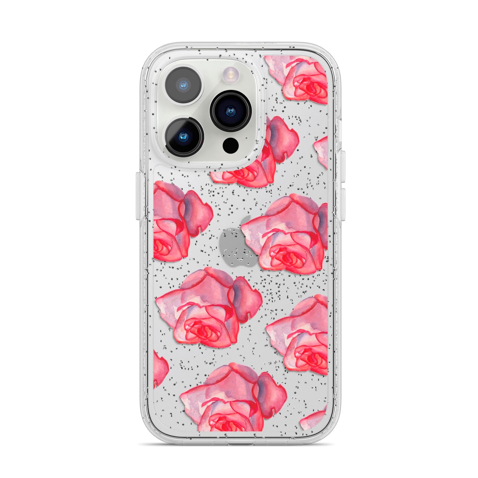 Pink Roses iPhone 14 Pro Glitter Tough Case Silver
