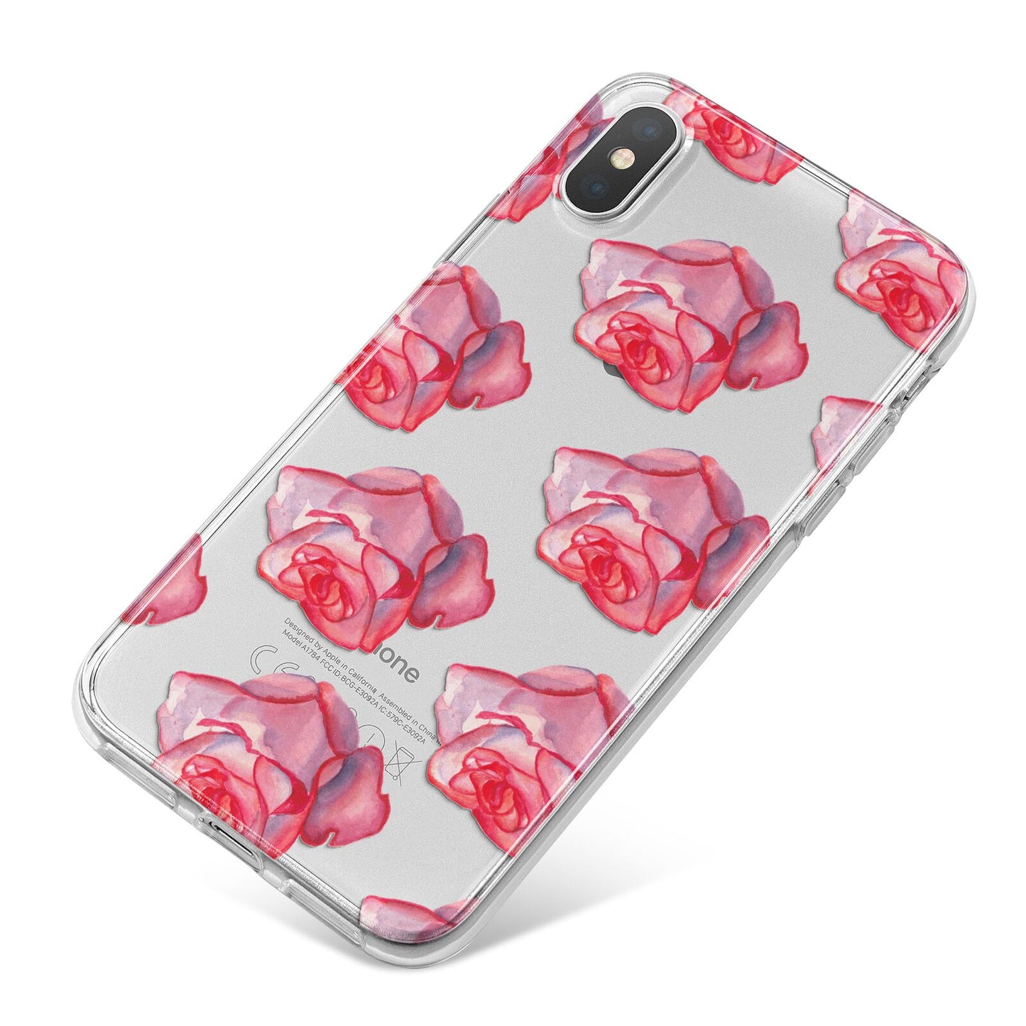 Pink Roses iPhone X Bumper Case on Silver iPhone
