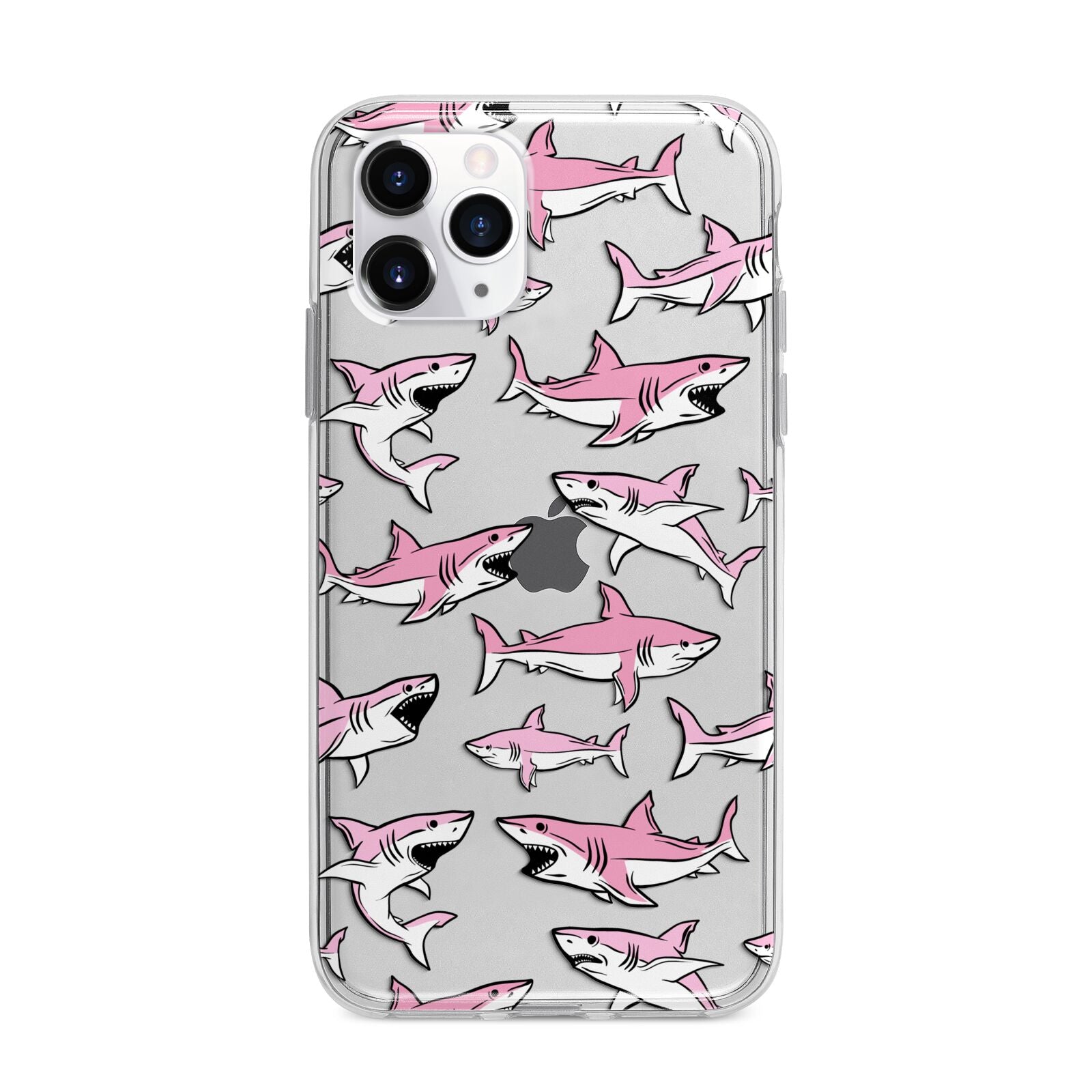 Pink Shark Apple iPhone 11 Pro Max in Silver with Bumper Case