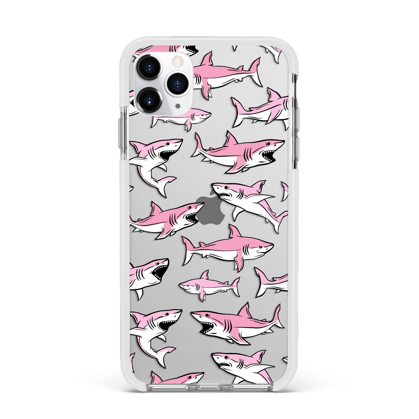 Pink Shark Apple iPhone 11 Pro Max in Silver with White Impact Case