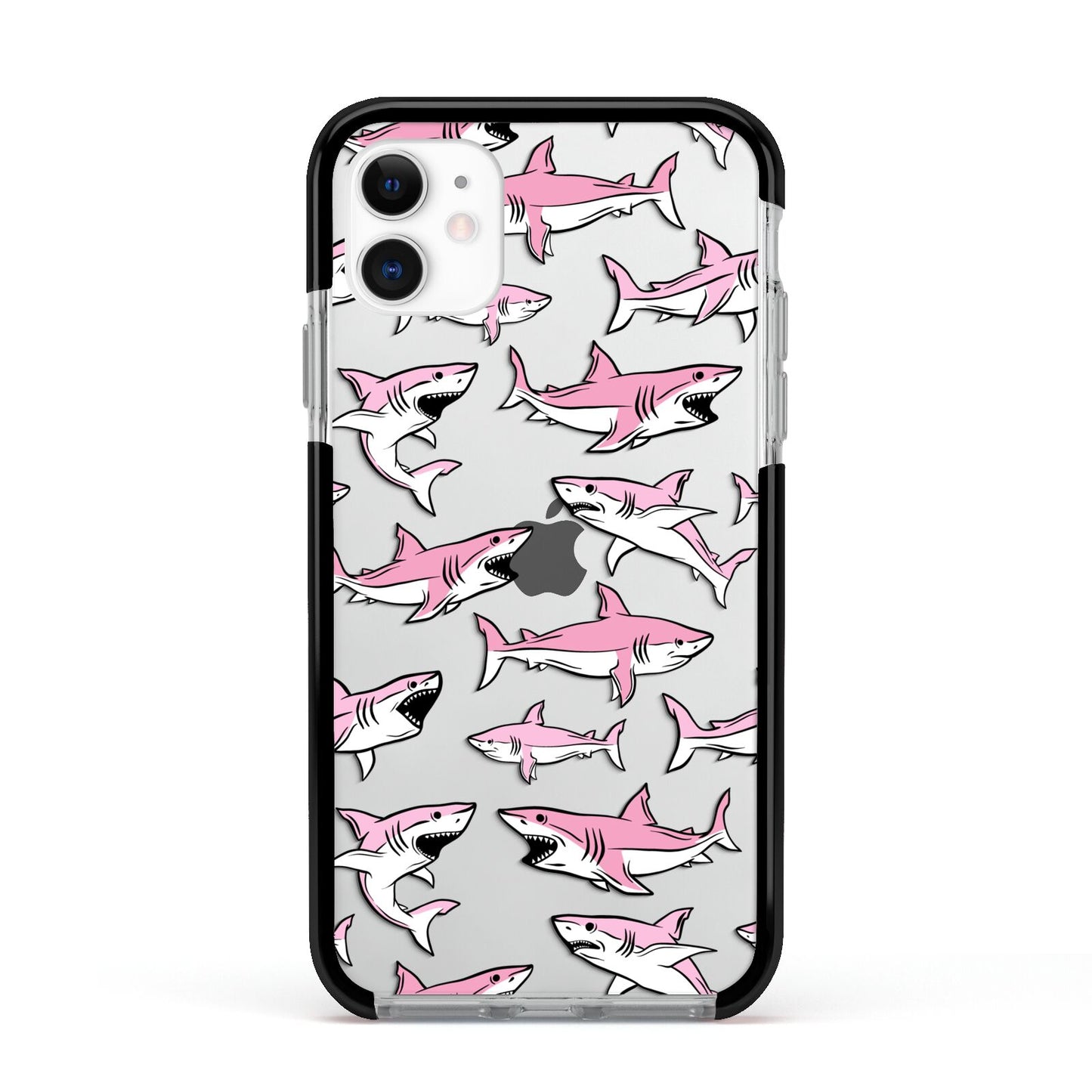 Pink Shark Apple iPhone 11 in White with Black Impact Case