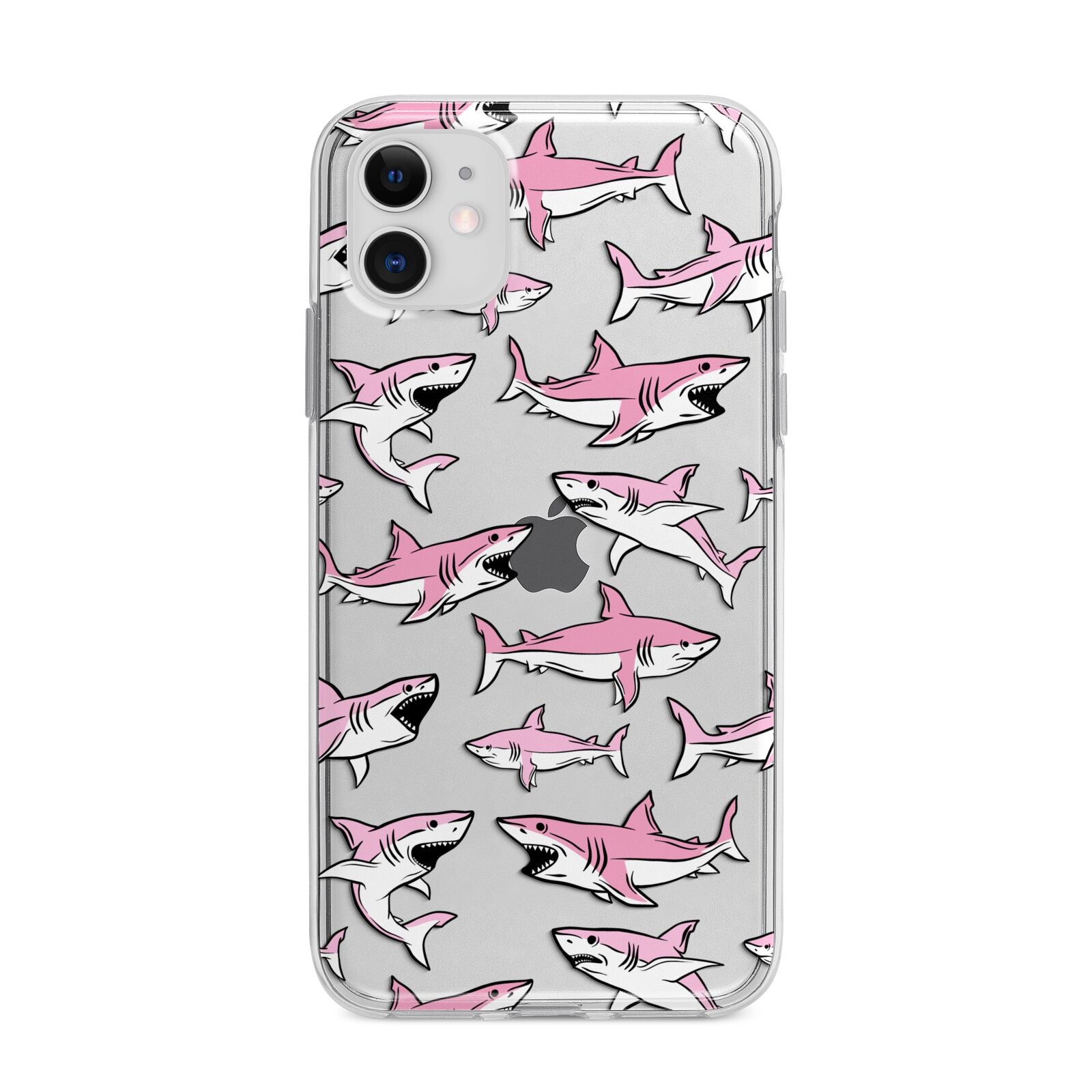 Pink Shark Apple iPhone 11 in White with Bumper Case