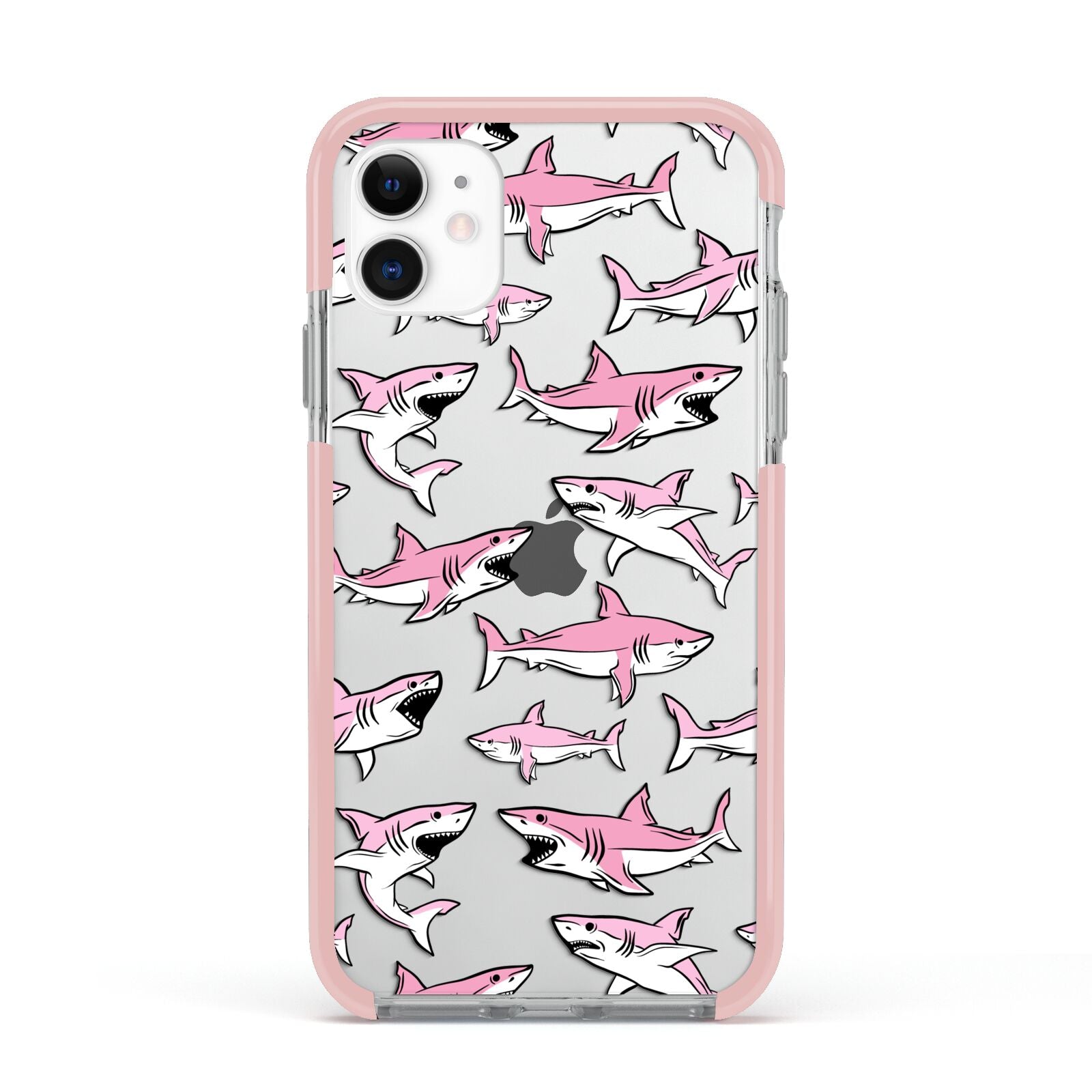 Pink Shark Apple iPhone 11 in White with Pink Impact Case