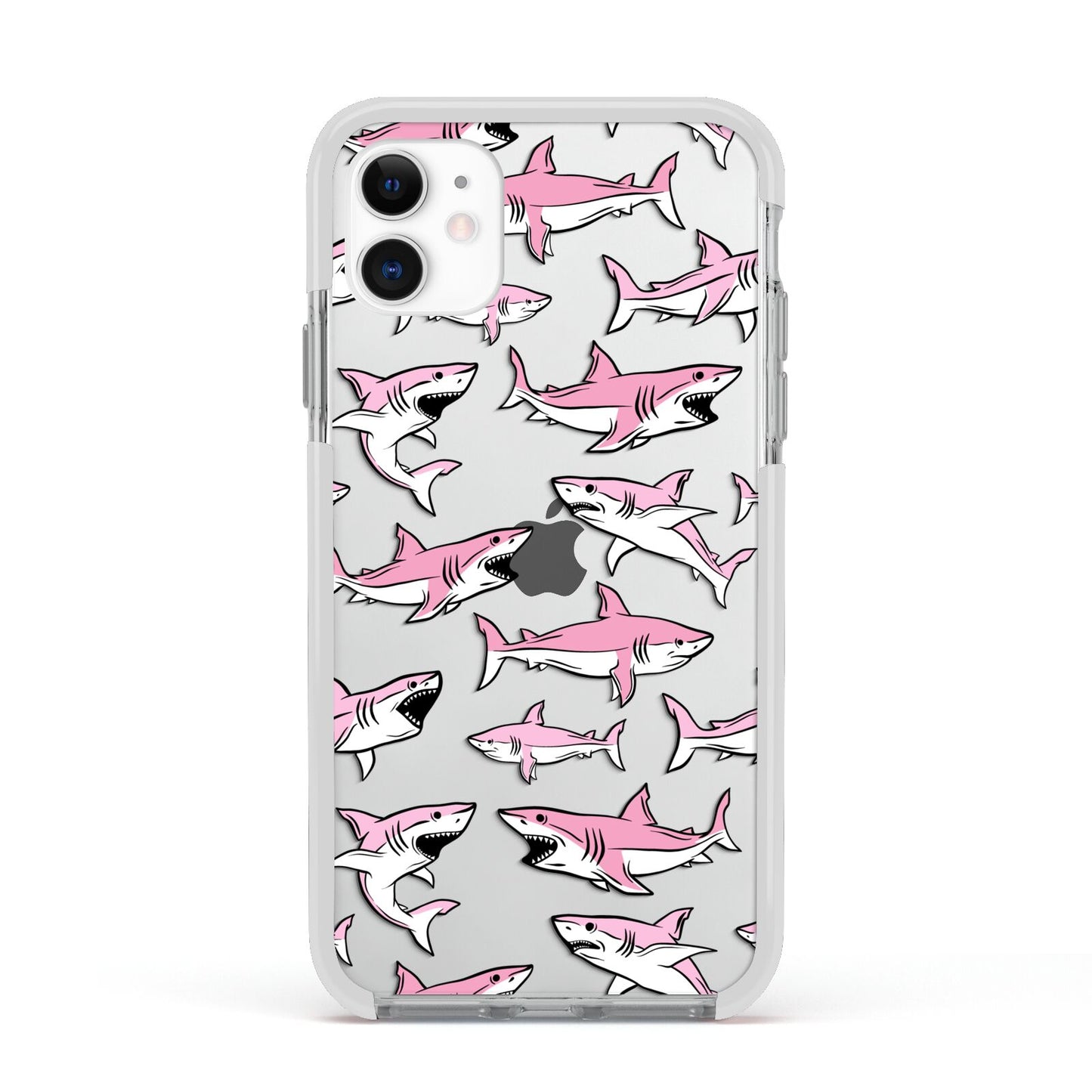 Pink Shark Apple iPhone 11 in White with White Impact Case