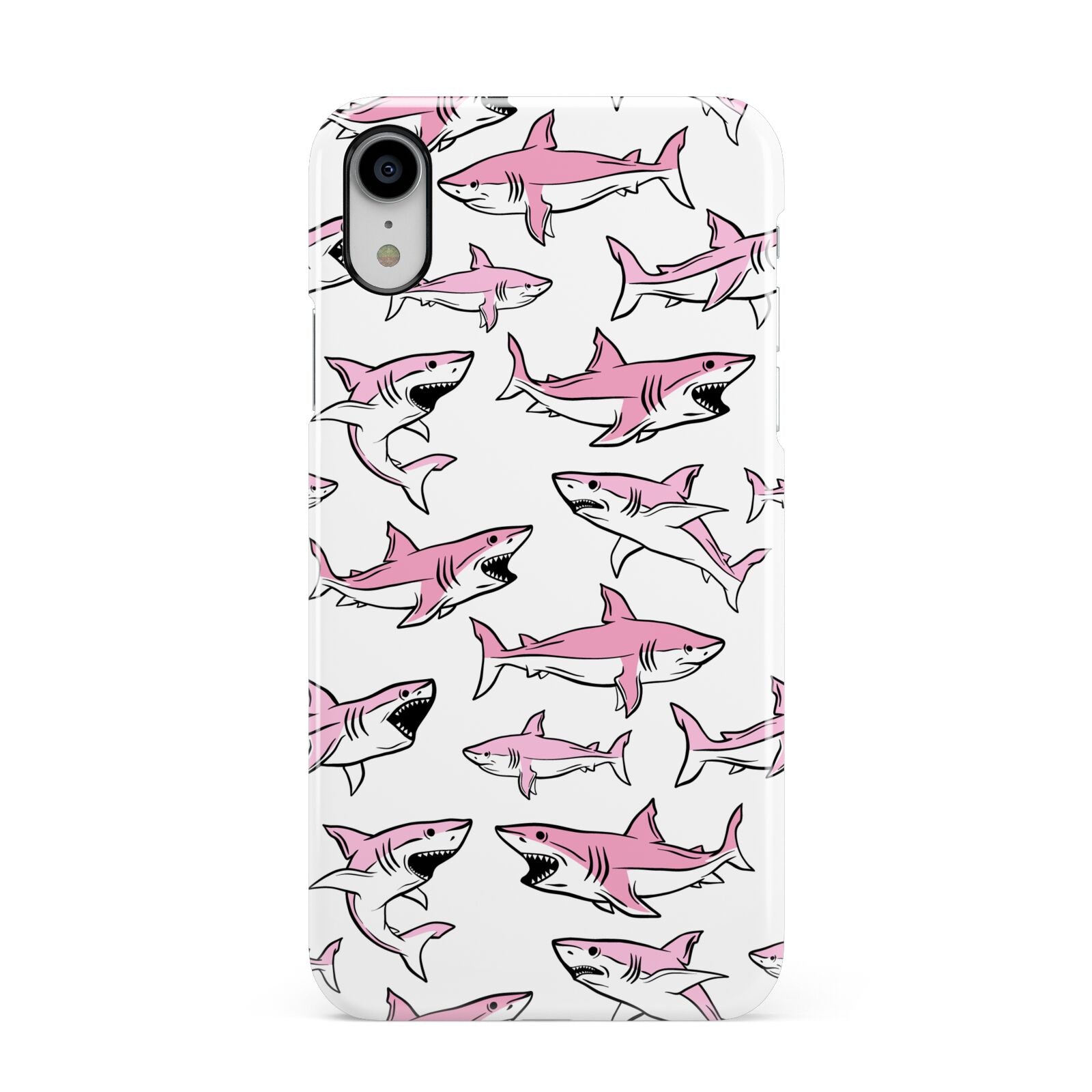 Pink Shark Apple iPhone XR White 3D Snap Case