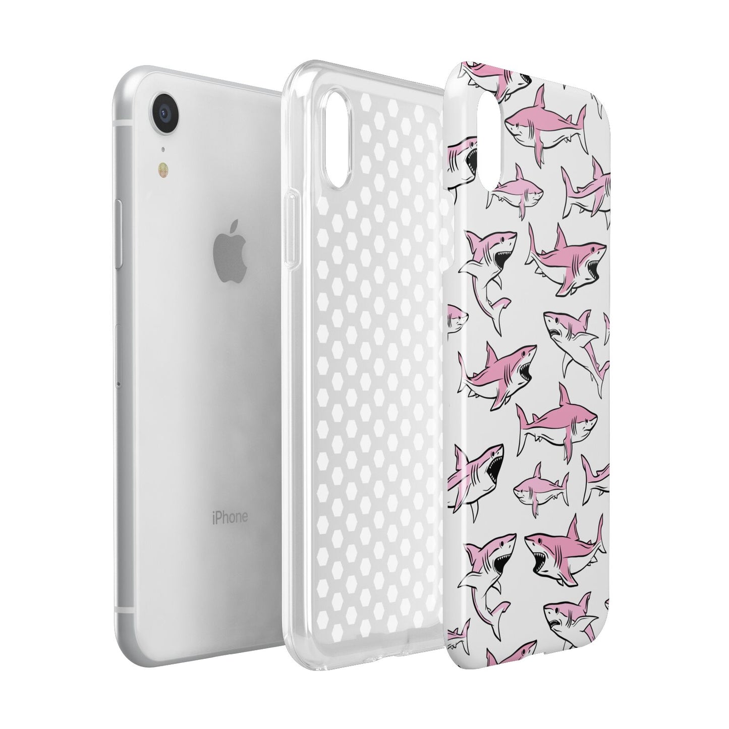 Pink Shark Apple iPhone XR White 3D Tough Case Expanded view