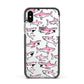 Pink Shark Apple iPhone Xs Impact Case Black Edge on Silver Phone