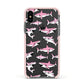 Pink Shark Apple iPhone Xs Impact Case Pink Edge on Black Phone