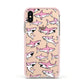 Pink Shark Apple iPhone Xs Impact Case Pink Edge on Gold Phone