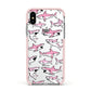 Pink Shark Apple iPhone Xs Impact Case Pink Edge on Silver Phone