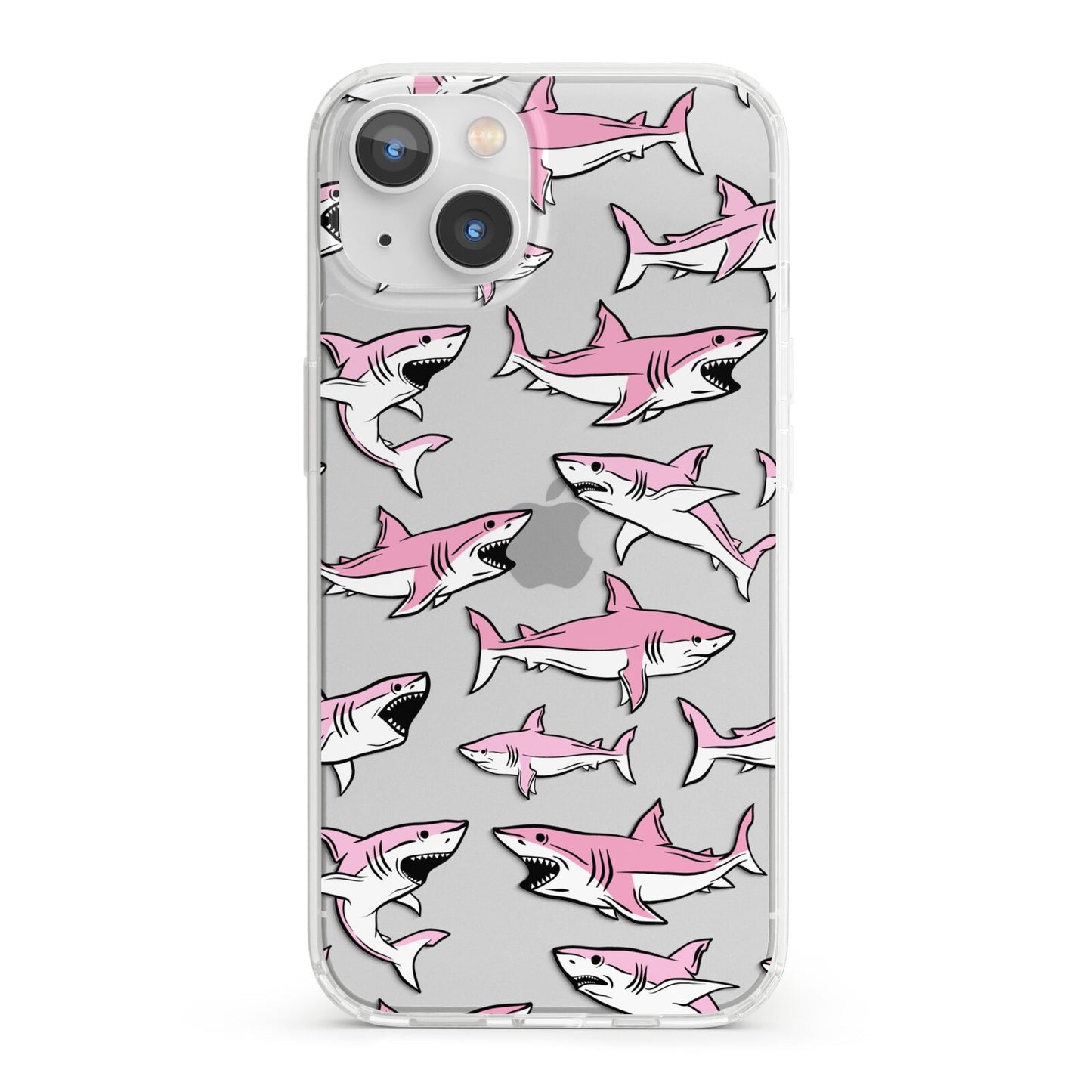 Pink Shark iPhone 13 Clear Bumper Case