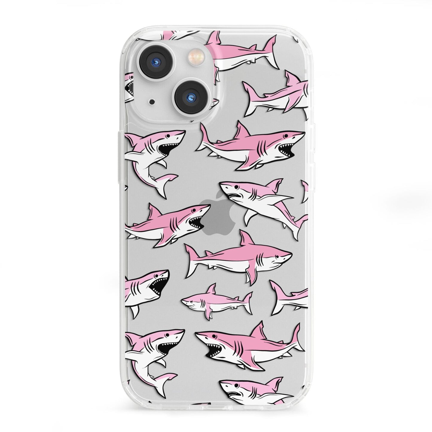 Pink Shark iPhone 13 Mini Clear Bumper Case