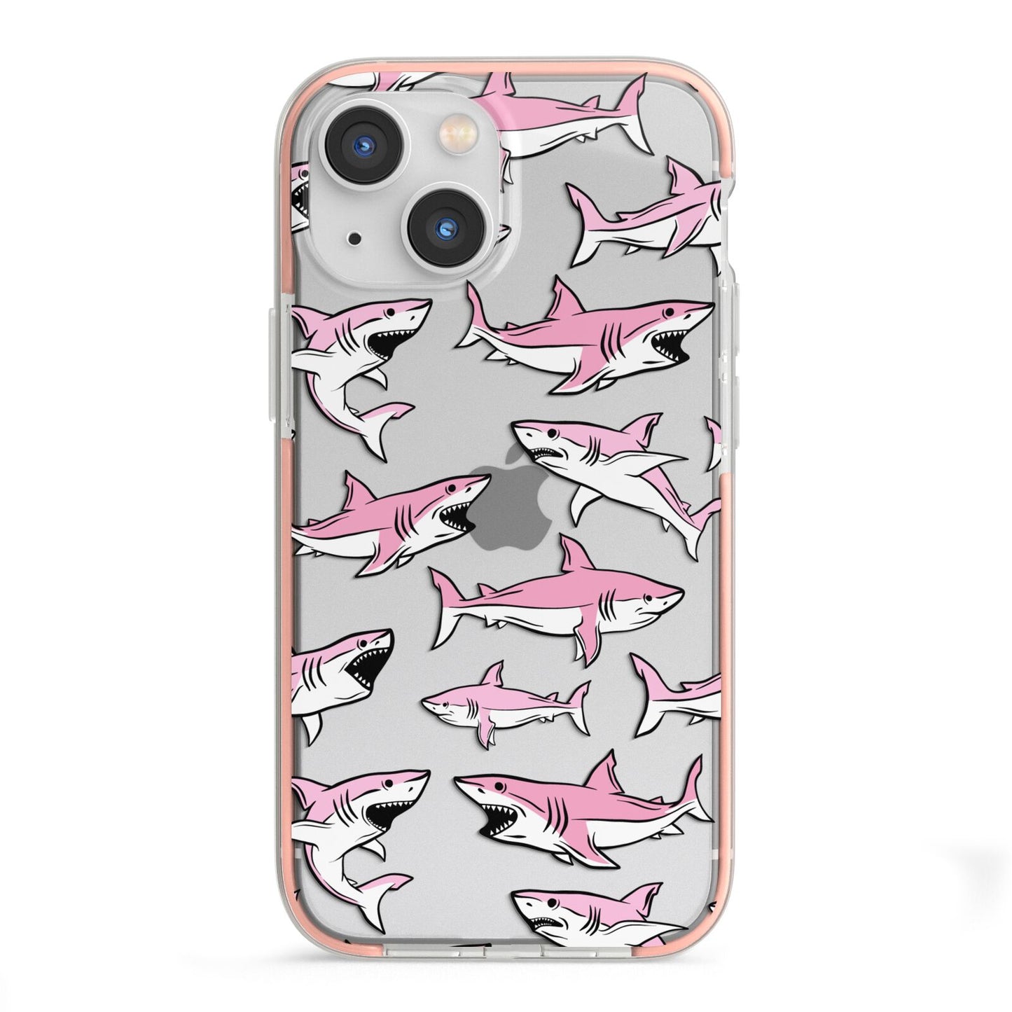 Pink Shark iPhone 13 Mini TPU Impact Case with Pink Edges