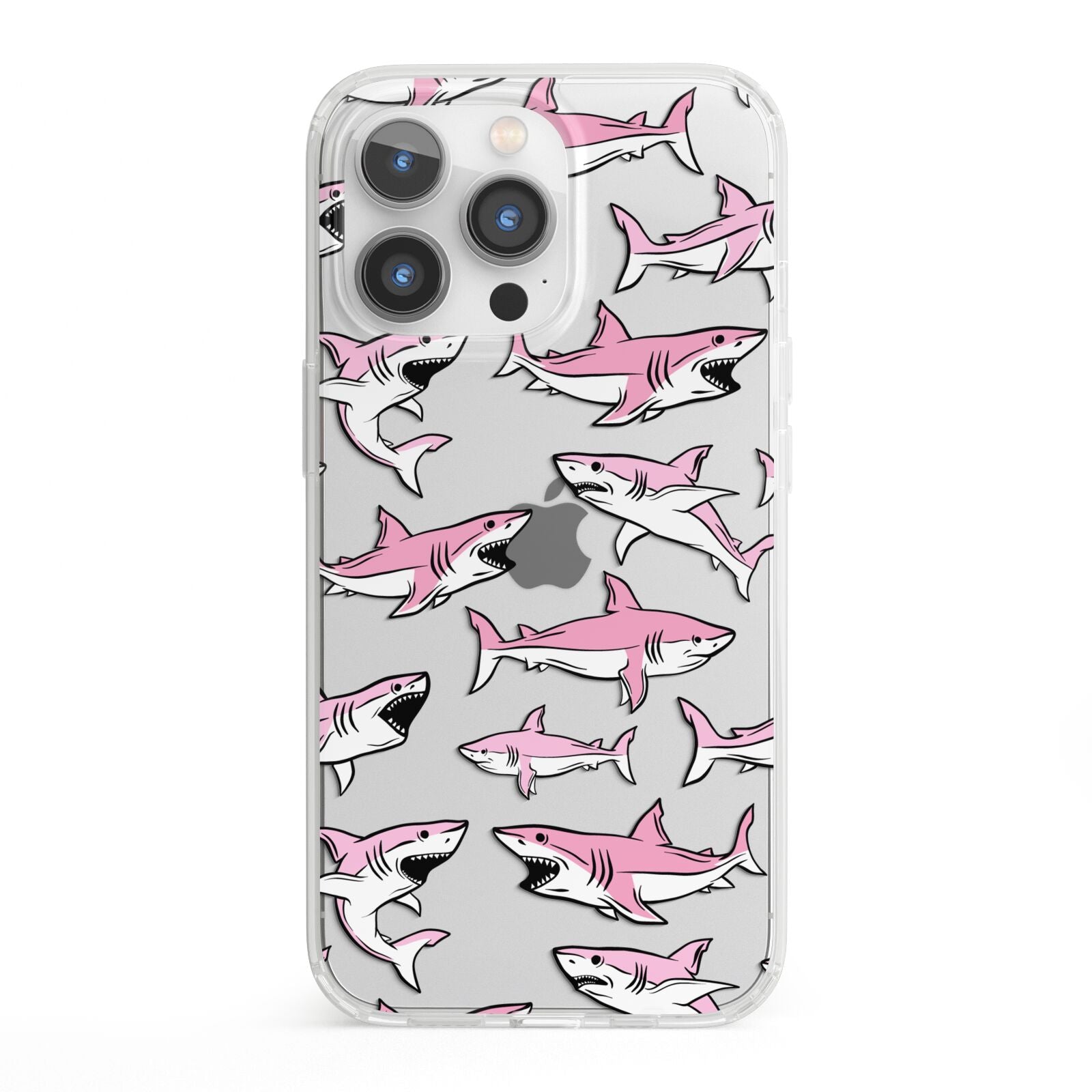 Pink Shark iPhone 13 Pro Clear Bumper Case