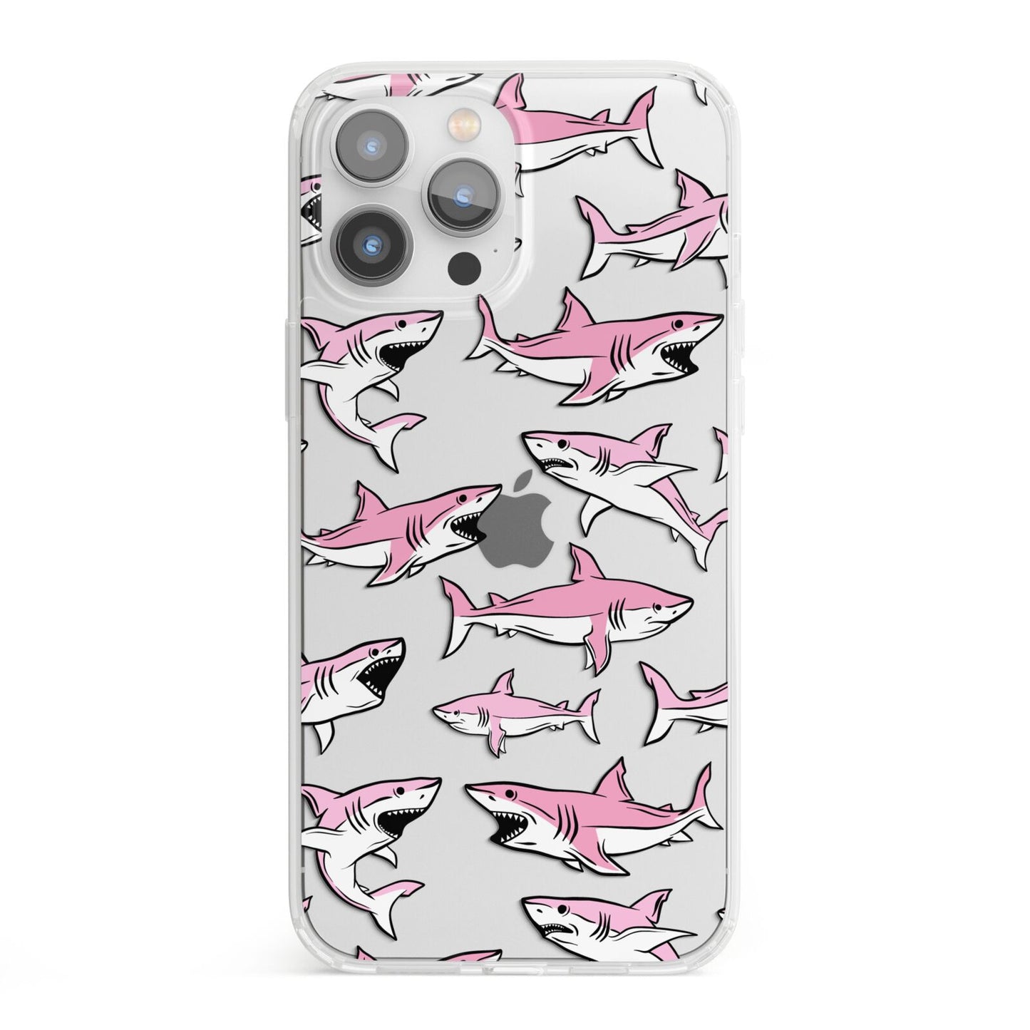 Pink Shark iPhone 13 Pro Max Clear Bumper Case