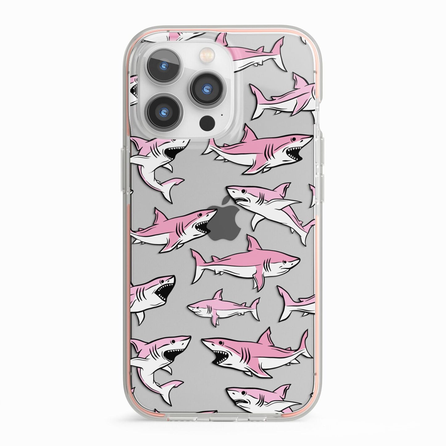 Pink Shark iPhone 13 Pro TPU Impact Case with Pink Edges