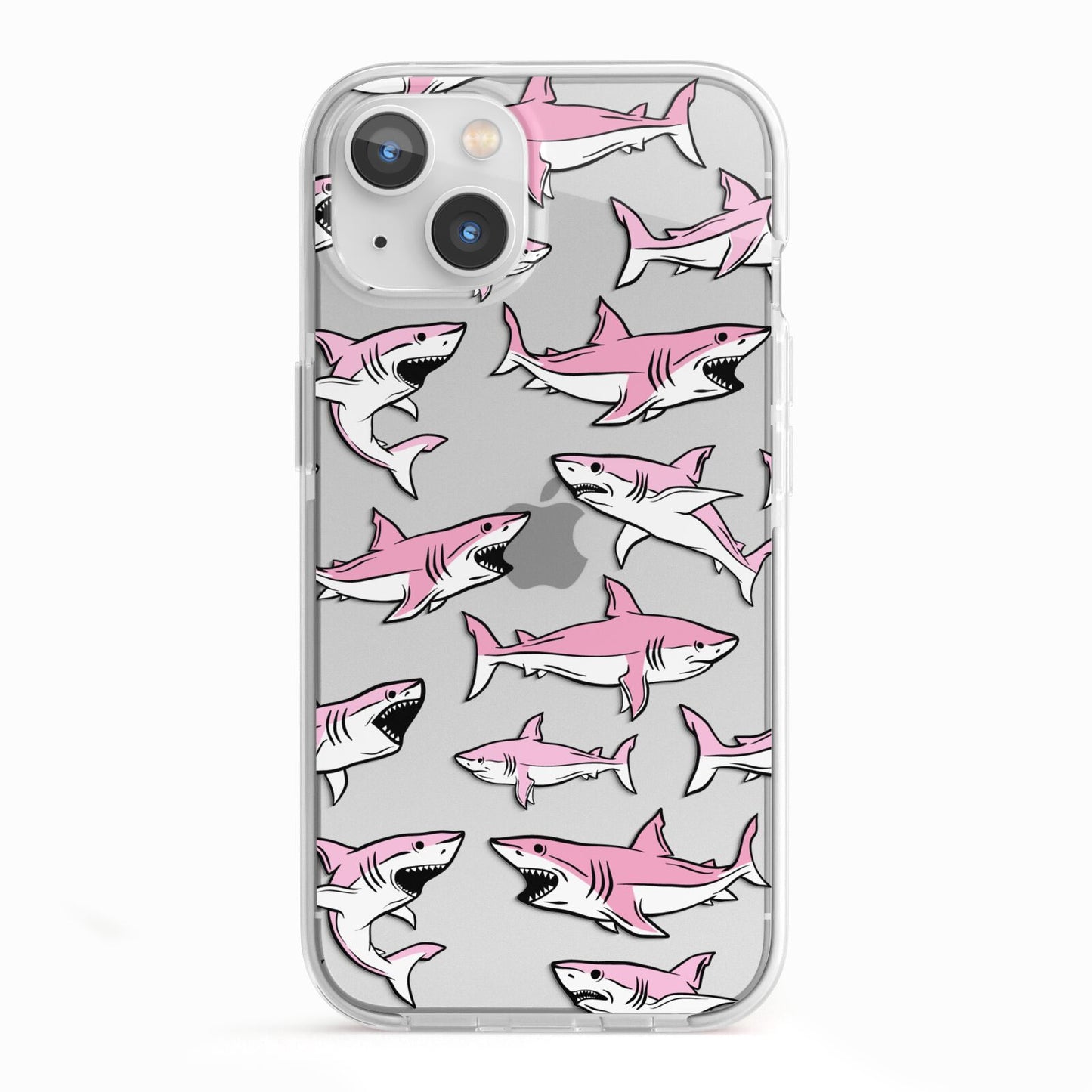 Pink Shark iPhone 13 TPU Impact Case with White Edges