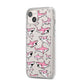 Pink Shark iPhone 14 Plus Clear Tough Case Starlight Angled Image