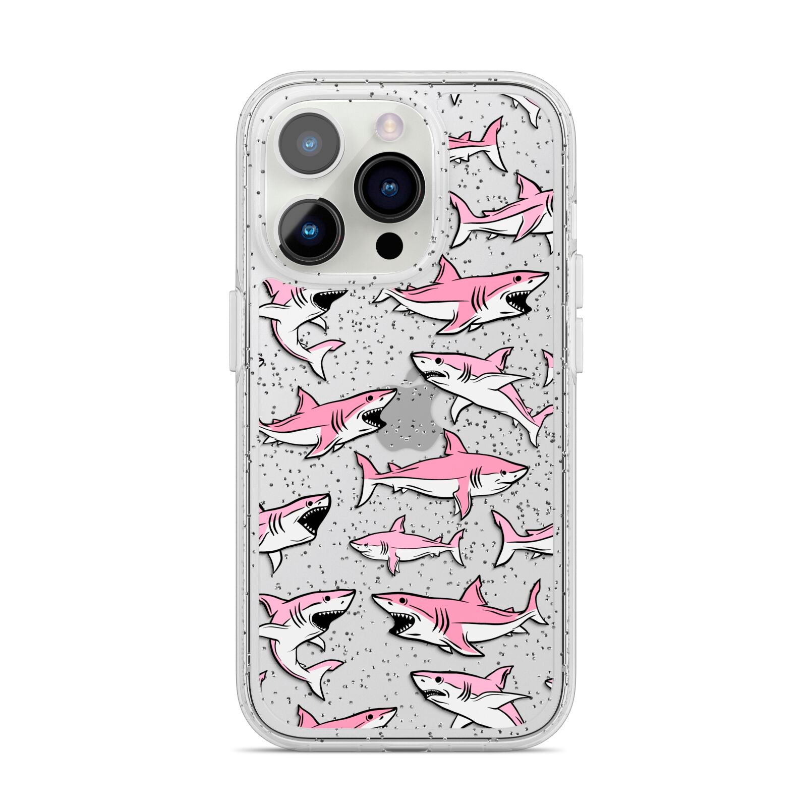 Pink Shark iPhone 14 Pro Glitter Tough Case Silver