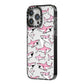 Pink Shark iPhone 14 Pro Max Black Impact Case Side Angle on Silver phone
