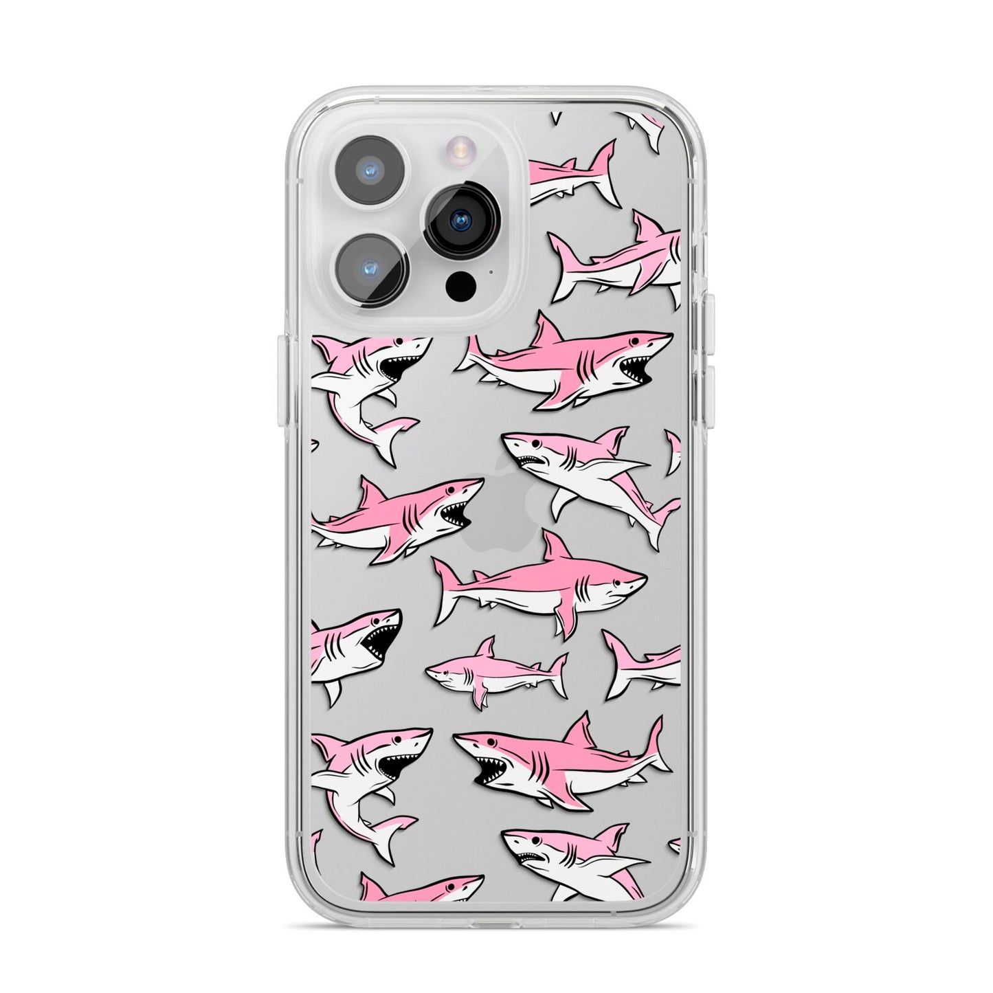 Pink Shark iPhone 14 Pro Max Clear Tough Case Silver