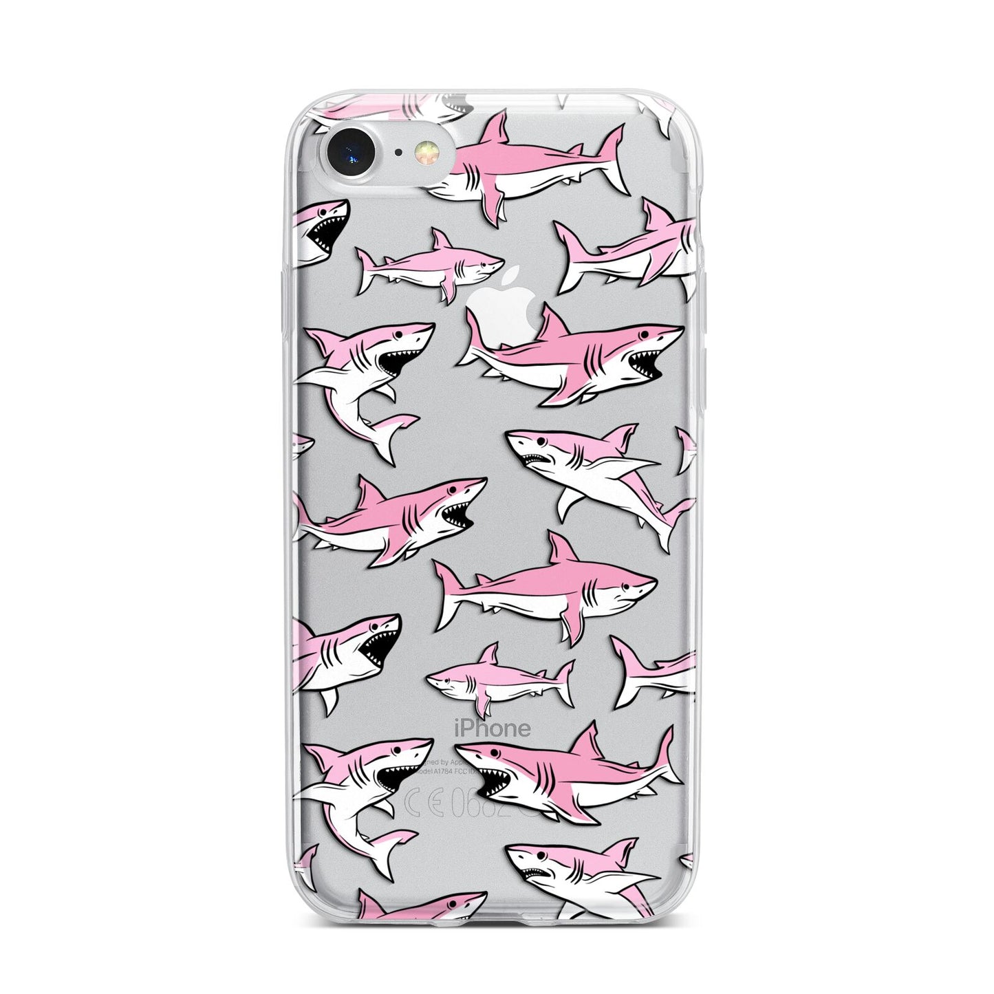 Pink Shark iPhone 7 Bumper Case on Silver iPhone