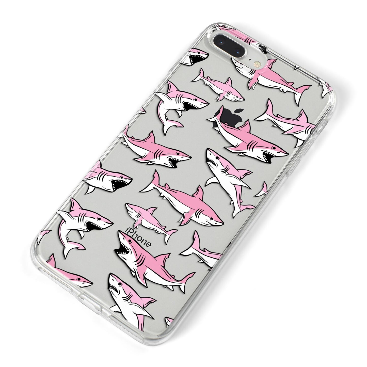 Pink Shark iPhone 8 Plus Bumper Case on Silver iPhone Alternative Image
