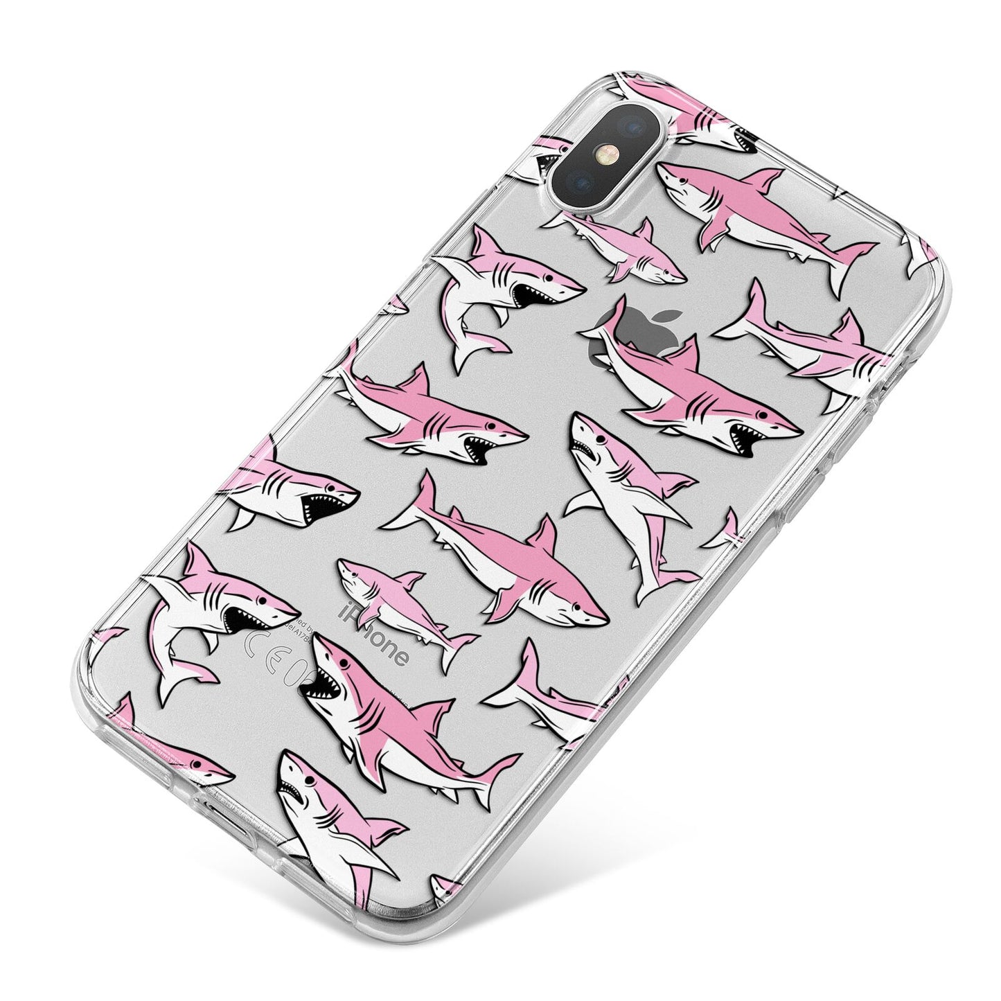 Pink Shark iPhone X Bumper Case on Silver iPhone