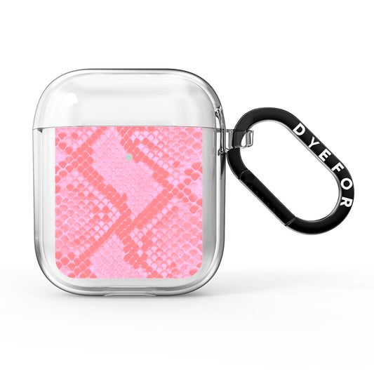 Pink Snakeskin AirPods Clear Case