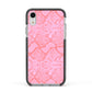 Pink Snakeskin Apple iPhone XR Impact Case Black Edge on Silver Phone
