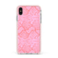 Pink Snakeskin Apple iPhone Xs Max Impact Case Pink Edge on Silver Phone