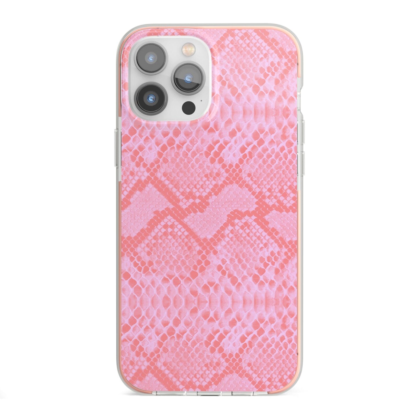 Pink Snakeskin iPhone 13 Pro Max TPU Impact Case with Pink Edges