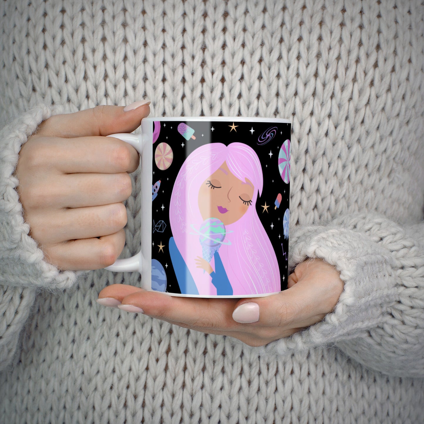 Pink Space Lady Personalised 10oz Mug Alternative Image 5