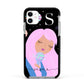 Pink Space Lady Personalised Apple iPhone 11 in White with Black Impact Case