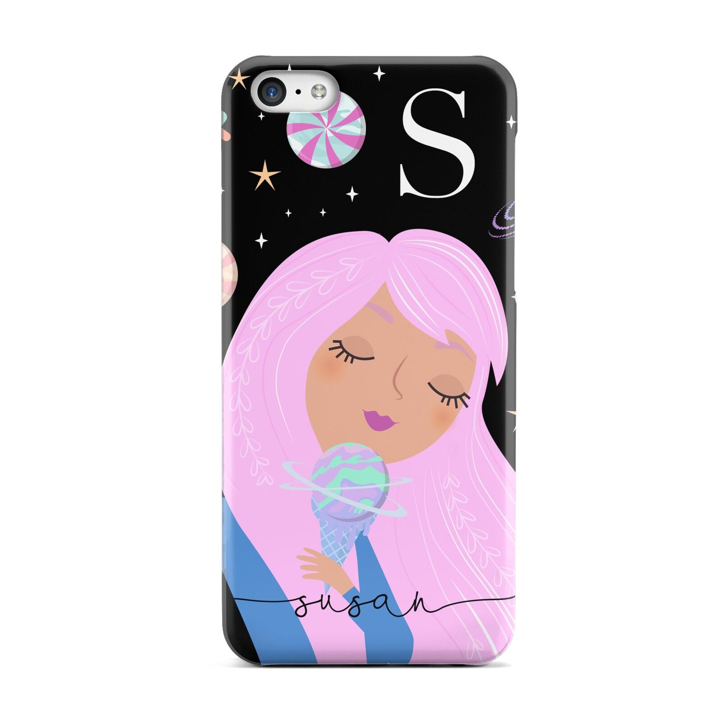 Pink Space Lady Personalised Apple iPhone 5c Case