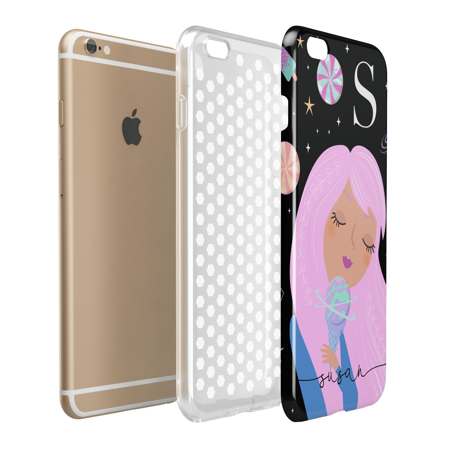 Pink Space Lady Personalised Apple iPhone 6 Plus 3D Tough Case Expand Detail Image