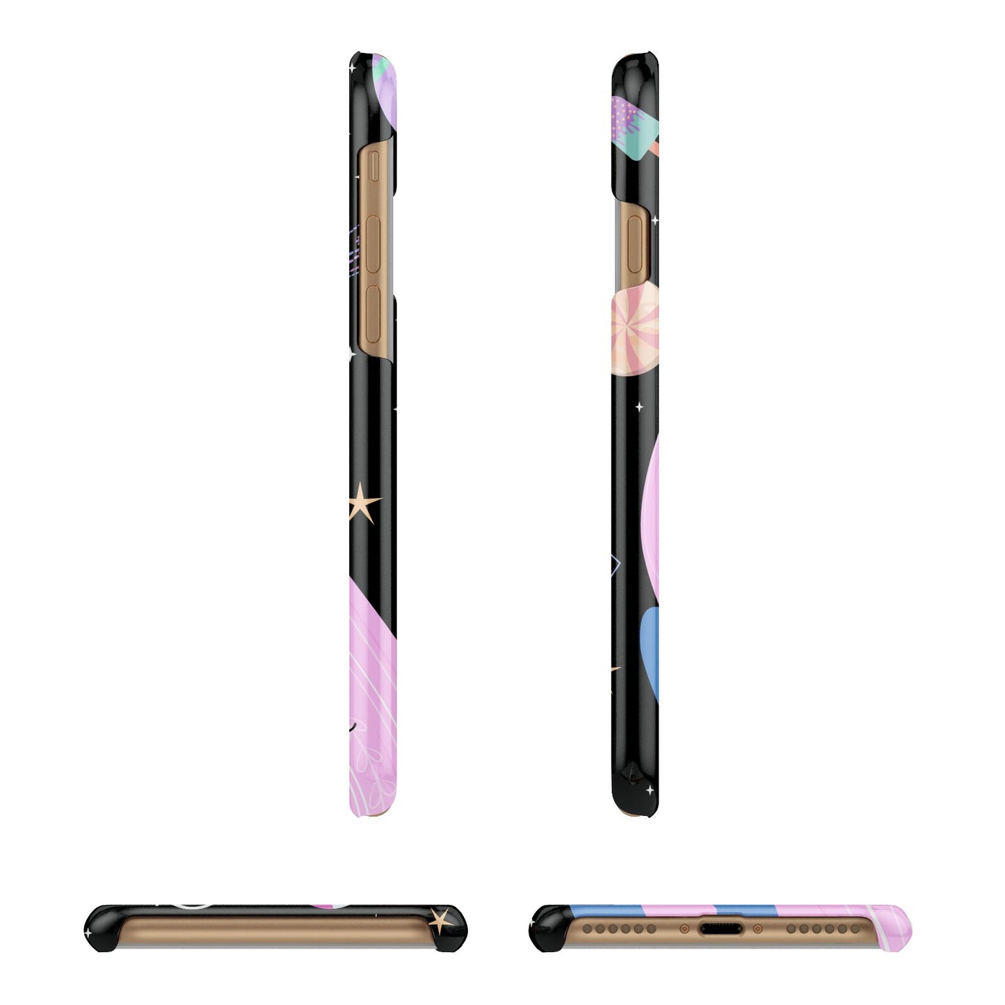 Pink Space Lady Personalised Apple iPhone 7 8 3D Wrap Snap Case Angled Images