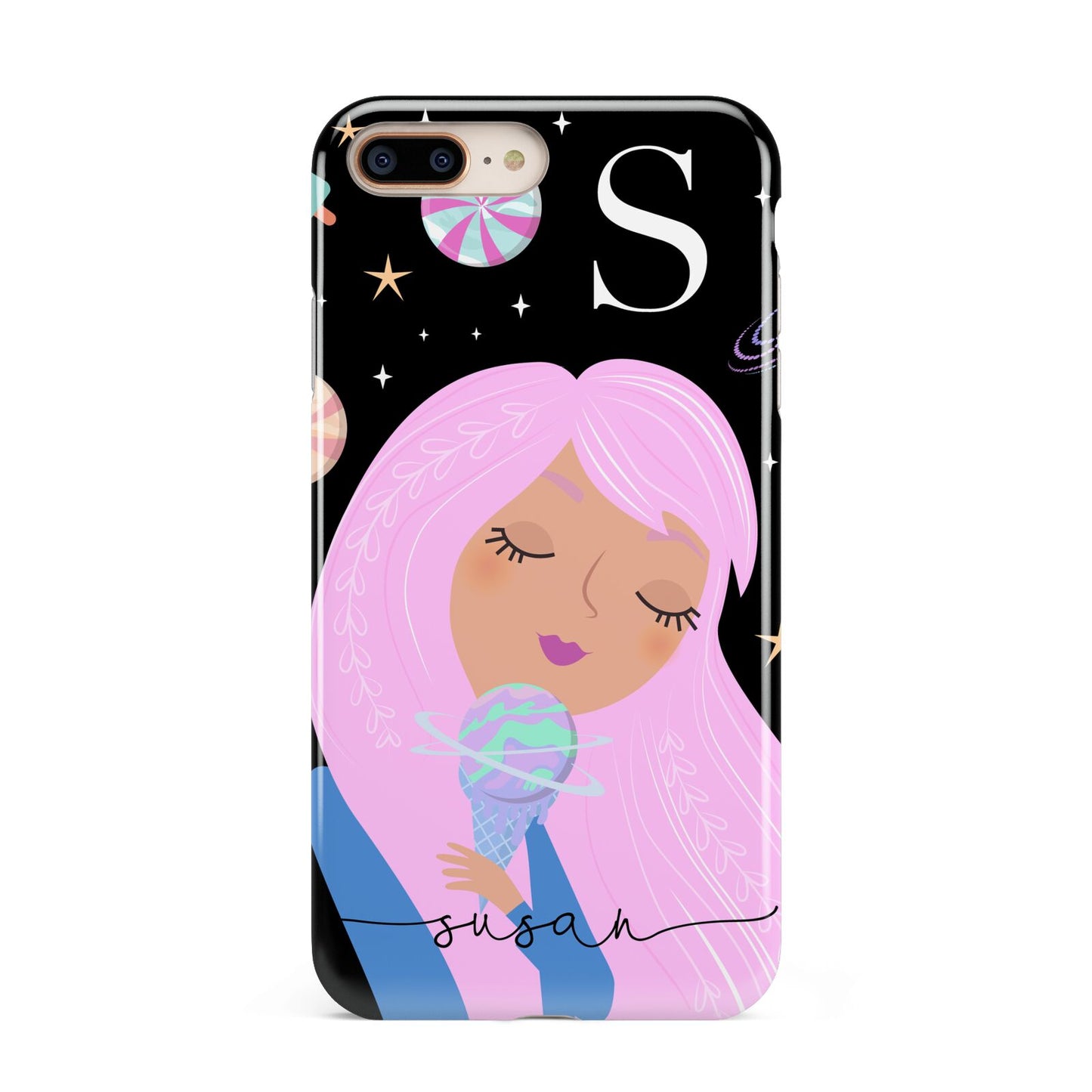 Pink Space Lady Personalised Apple iPhone 7 8 Plus 3D Tough Case