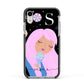 Pink Space Lady Personalised Apple iPhone XR Impact Case Black Edge on Silver Phone