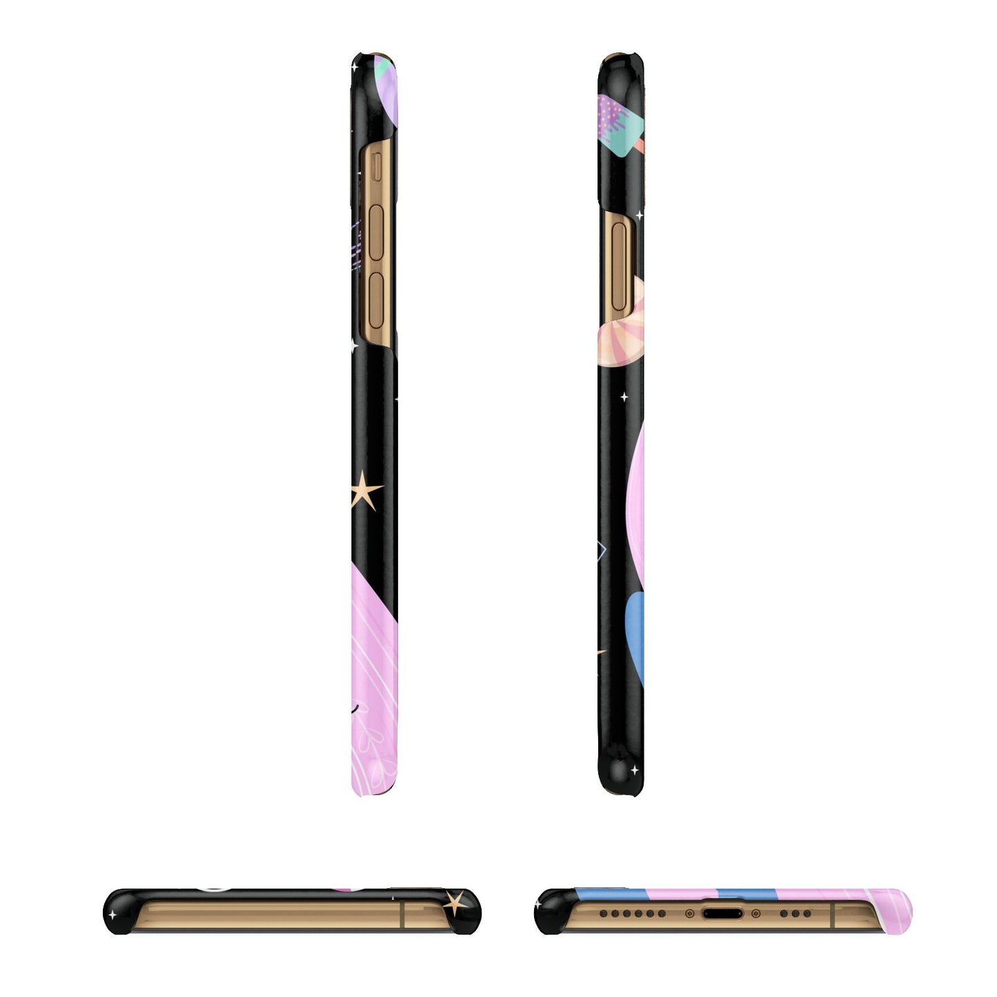 Pink Space Lady Personalised Apple iPhone Xs 3D Wrap Snap Case Angled Images