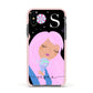 Pink Space Lady Personalised Apple iPhone Xs Impact Case Pink Edge on Black Phone