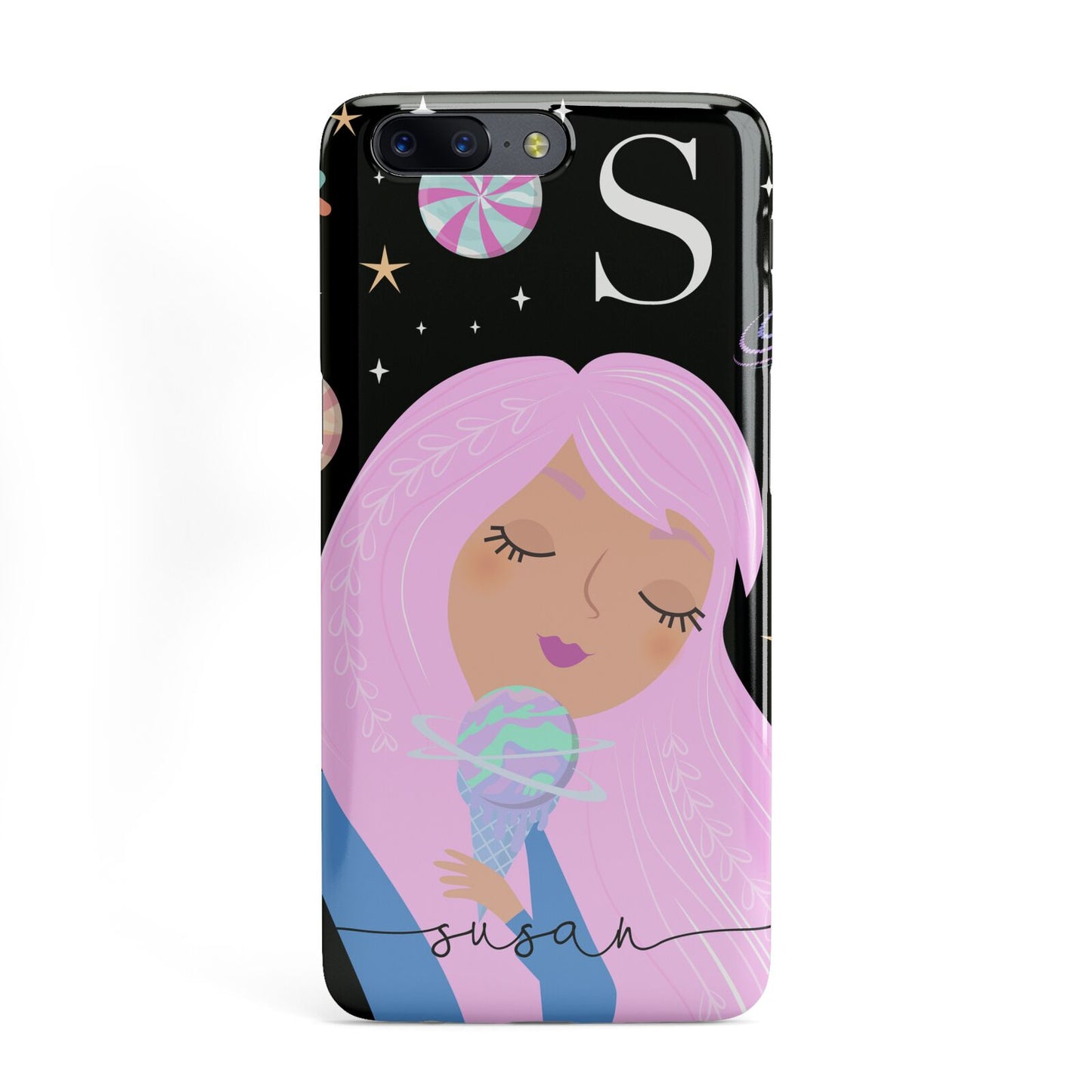 Pink Space Lady Personalised OnePlus Case