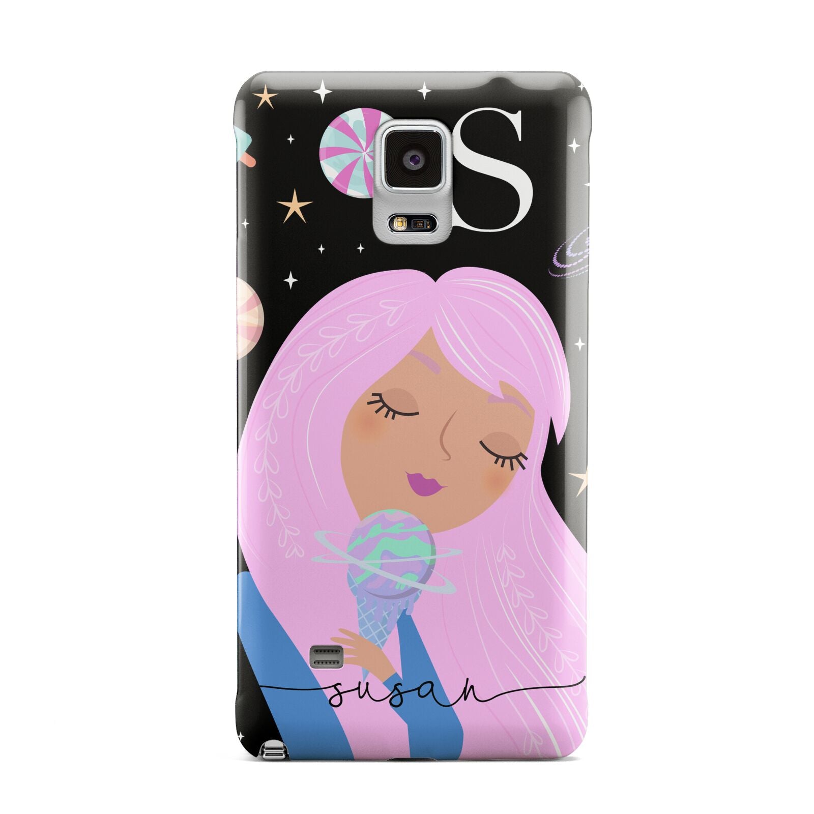 Pink Space Lady Personalised Samsung Galaxy Note 4 Case
