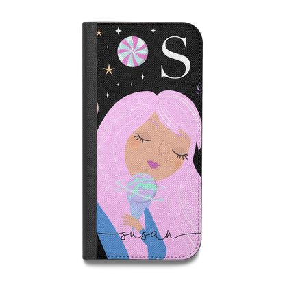 Pink Space Lady Personalised Vegan Leather Flip Samsung Case