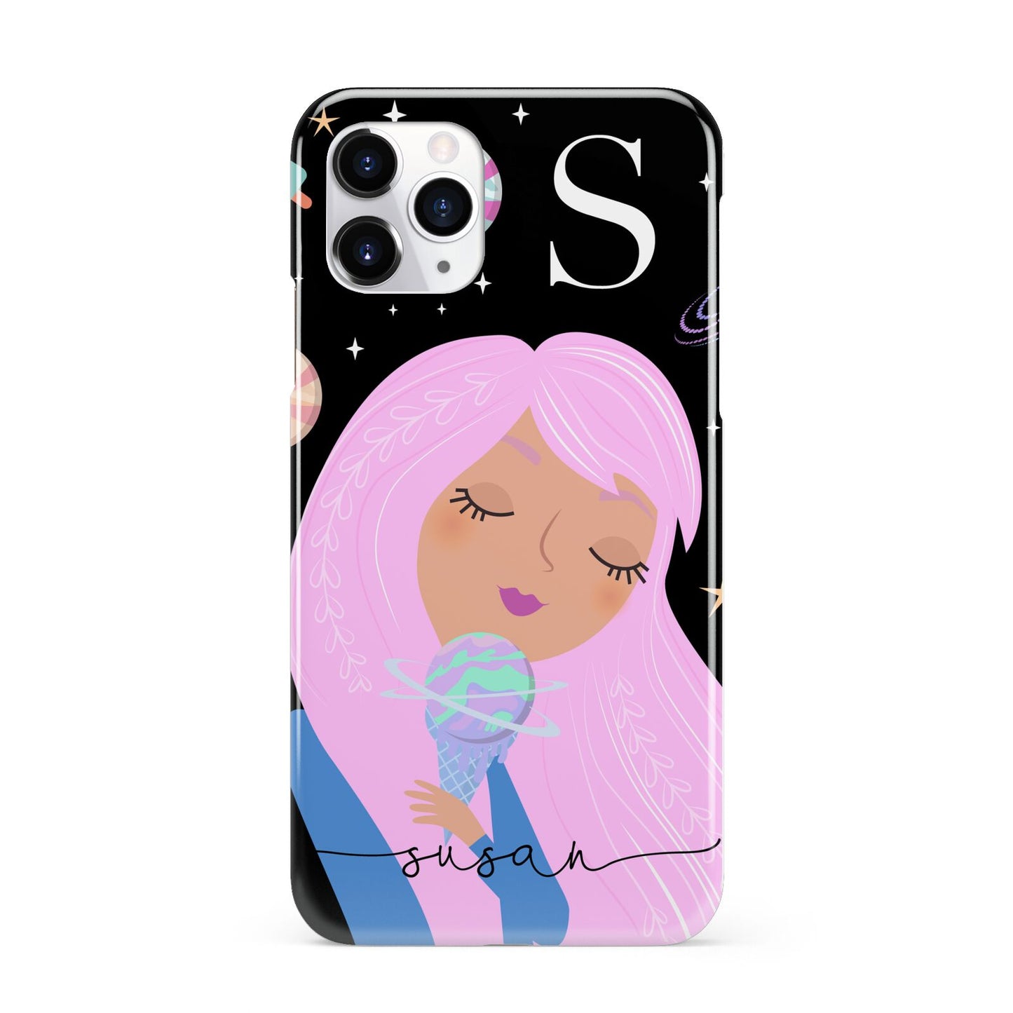 Pink Space Lady Personalised iPhone 11 Pro 3D Snap Case