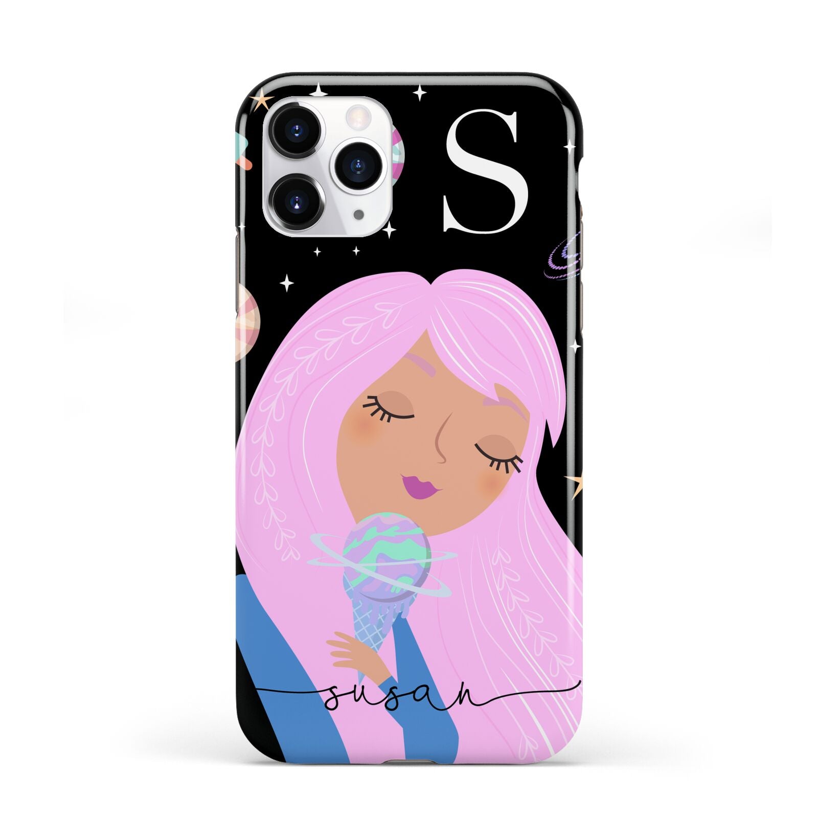 Pink Space Lady Personalised iPhone 11 Pro 3D Tough Case
