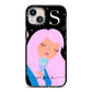 Pink Space Lady Personalised iPhone 13 Black Impact Case on Silver phone